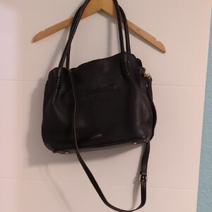 Lodis Black Leather Tote Hand And Shoulder Bag Sz Medium